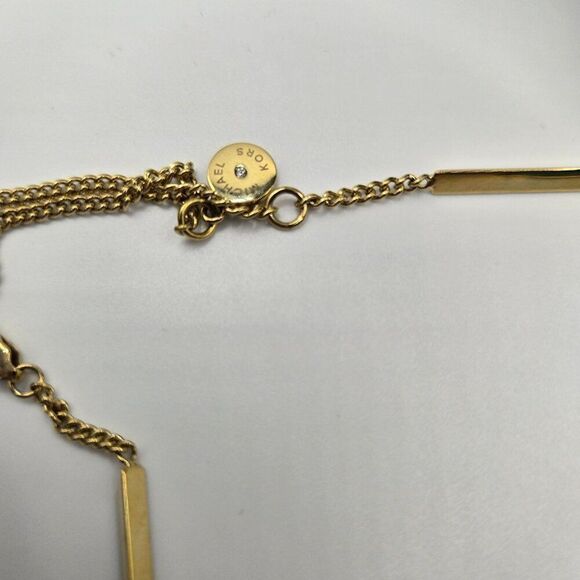 Michael Kors Gold Tone Necklace Rhinestone Accents 18 Inches - Picture 5 of 5